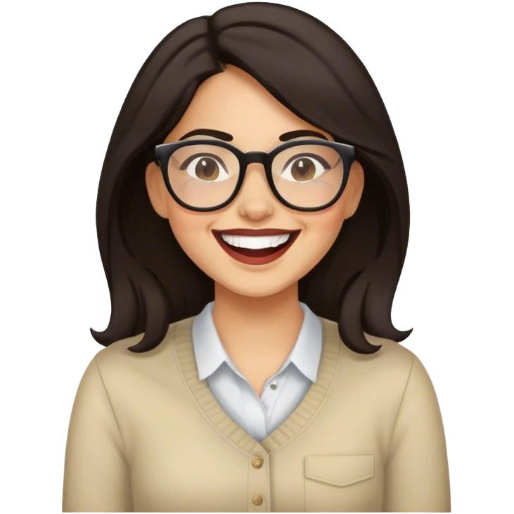 Chica gafas morena ríendose emoji