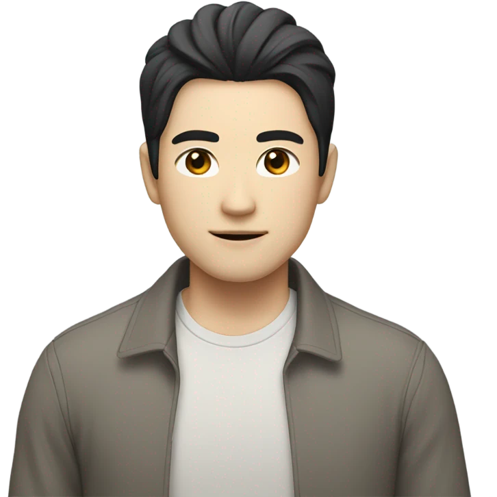 man from japan with white skin and black hair, wear casual shirt  emoji