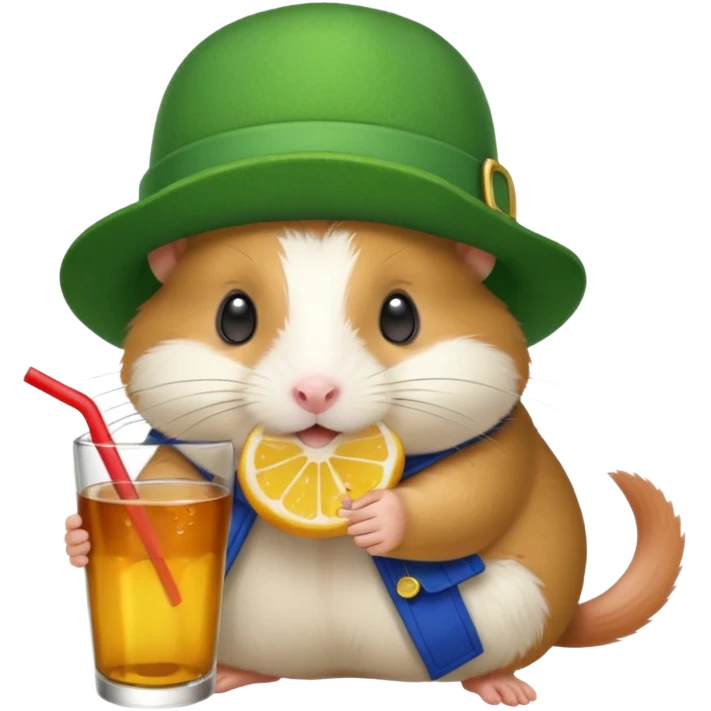 Hamster wearing green drinking emoji