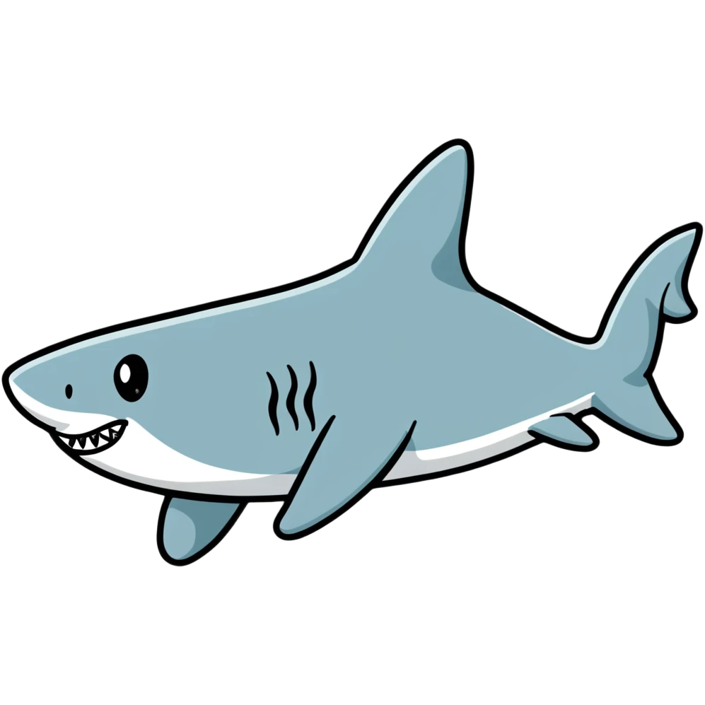playful shark wearing Air Jordans on its fins and back fin emoji