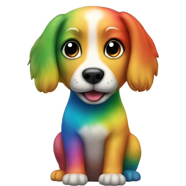 a rainbow coloured dog emoji