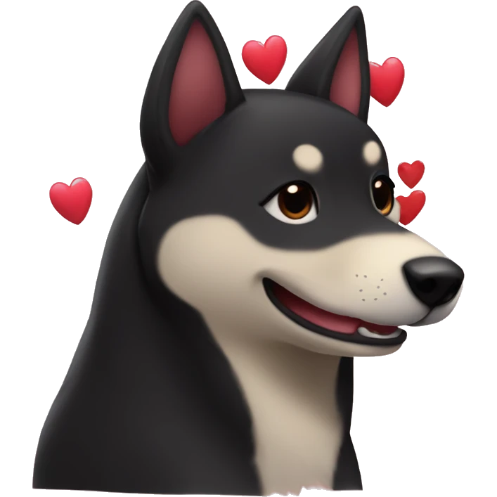 black siba inu adore | crush | hearts | in love | smiling face with hearts emoji