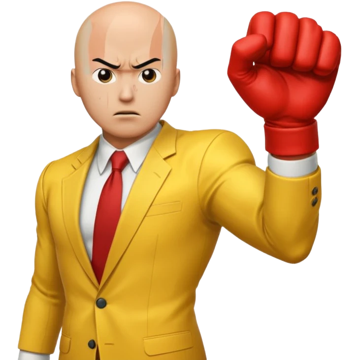 Angry Saitama with his red giant hand punching emoji