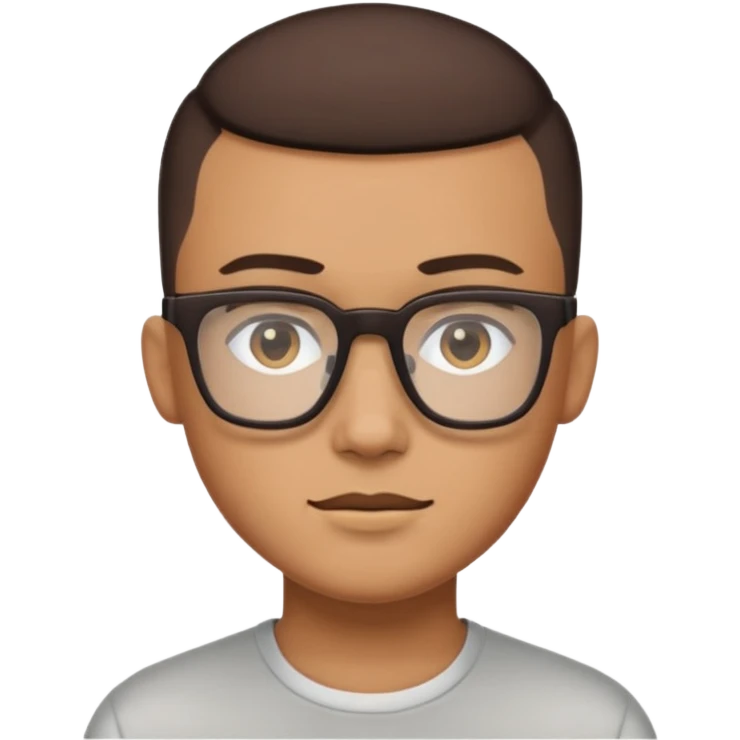 Tan guys with square glasses and dark brown buzzcut hair emoji