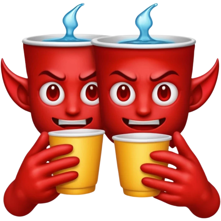 Demon emoji holding a double cup emoji