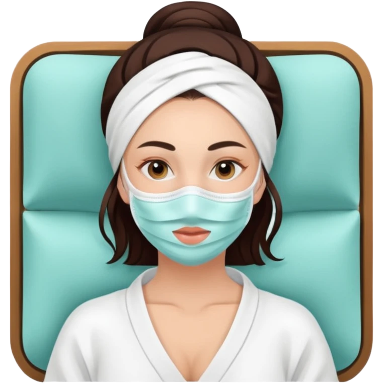 Lady with face mask spa beauty full face relaxing emoji