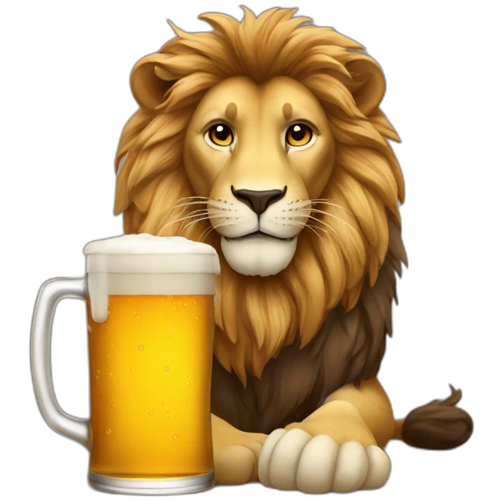 Lion avec une bière emoji