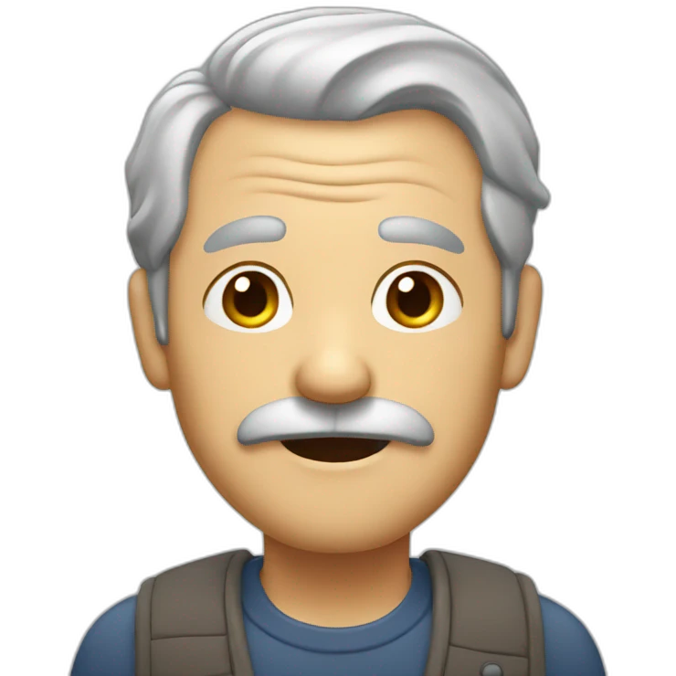 old man, gray hair, mustache emoji