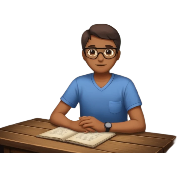A dark room  with old table and over light  emoji