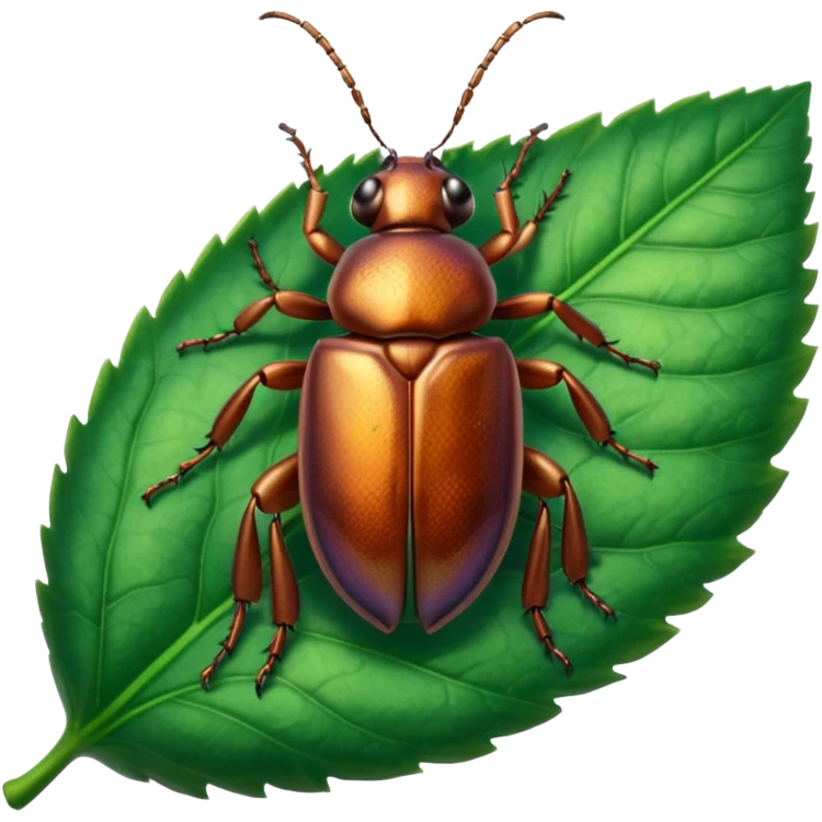 a brown beetle on leaf emoji