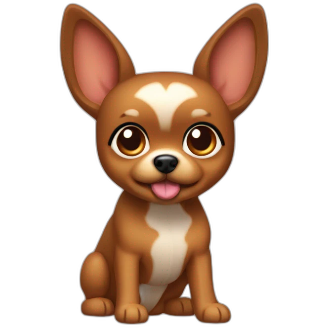 Mini pincher dog y chica con pelo largo y flequillo castaño  emoji