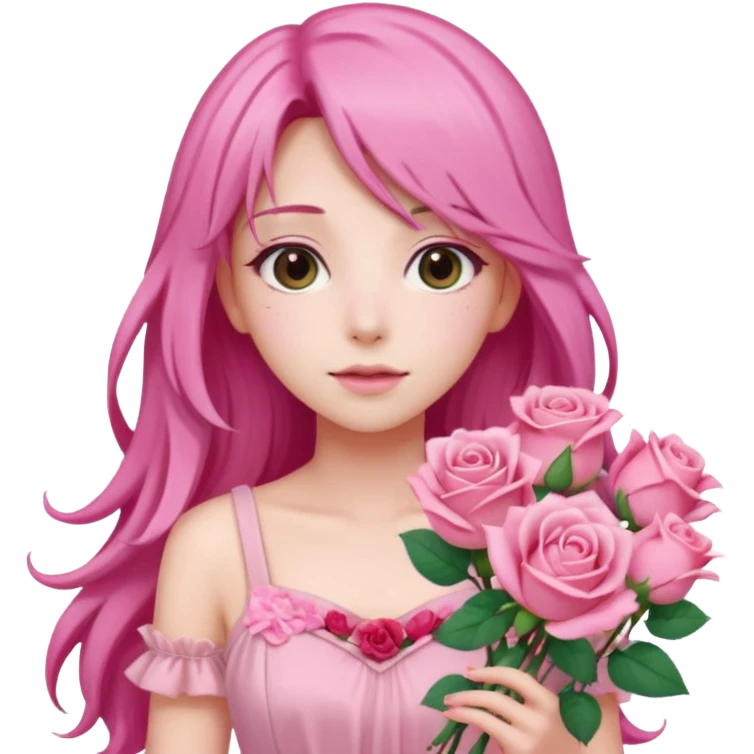 Gorgeous pastel pink anime lady roses emoji