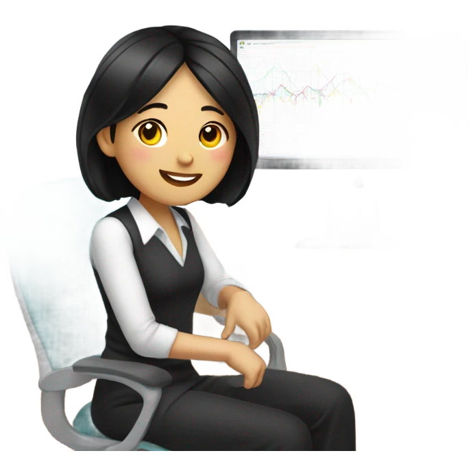 Asian woman, black hair, bright personality, likes computers and statistics. emoji