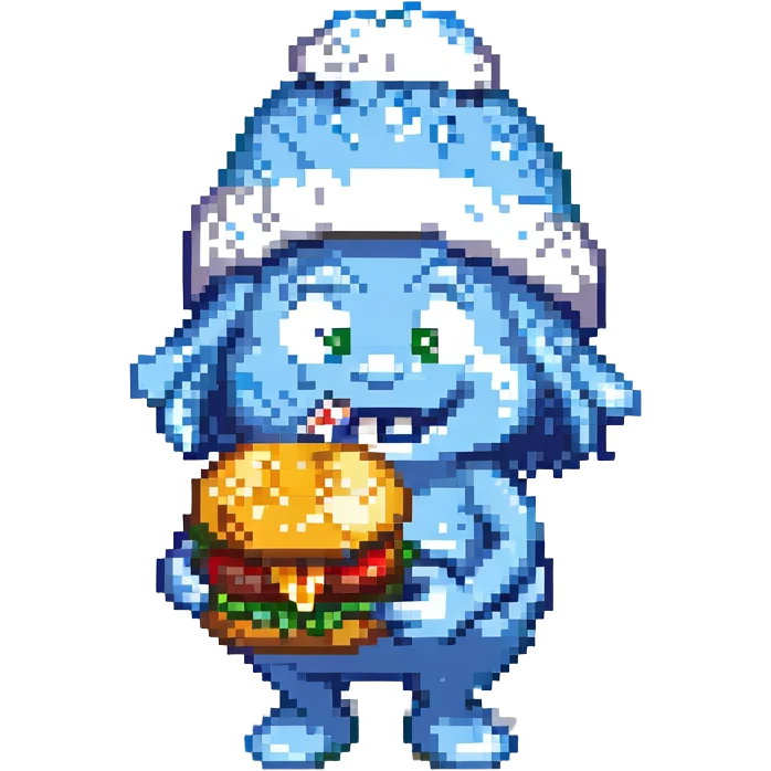 smurf eating a burger emoji