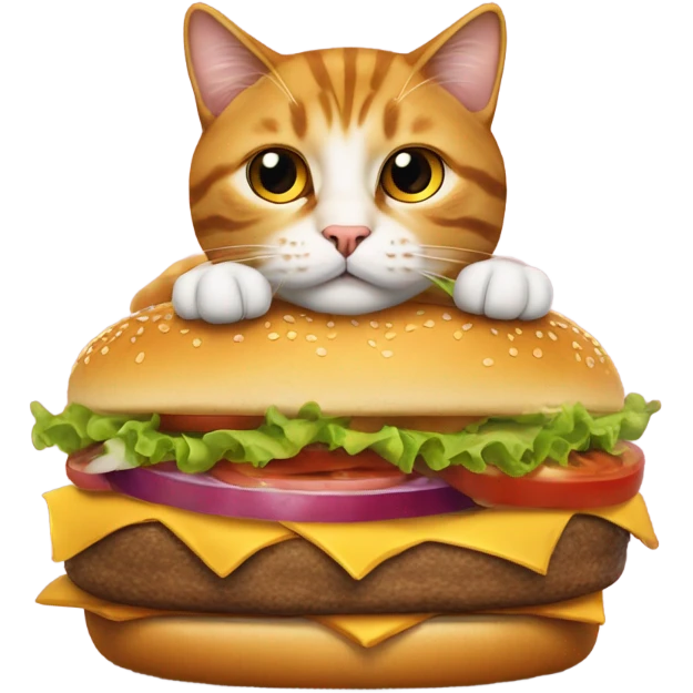 Cat with burger emoji