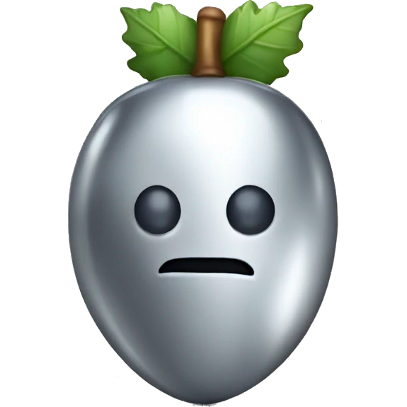 shiny silver Acorn with stem  emoji
