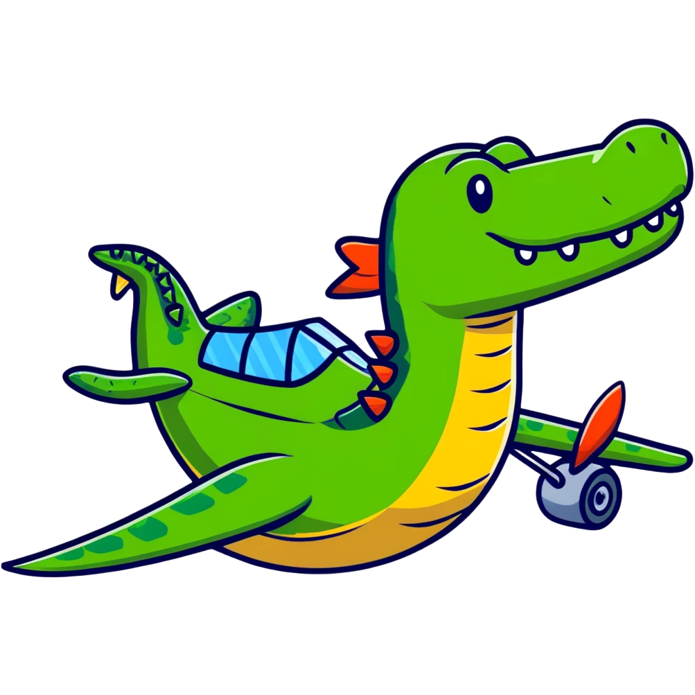 Crea un cocodrilo con un avión emoji
