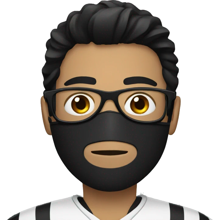 Football player with black hair, wearing a black mask and glasses  emoji
