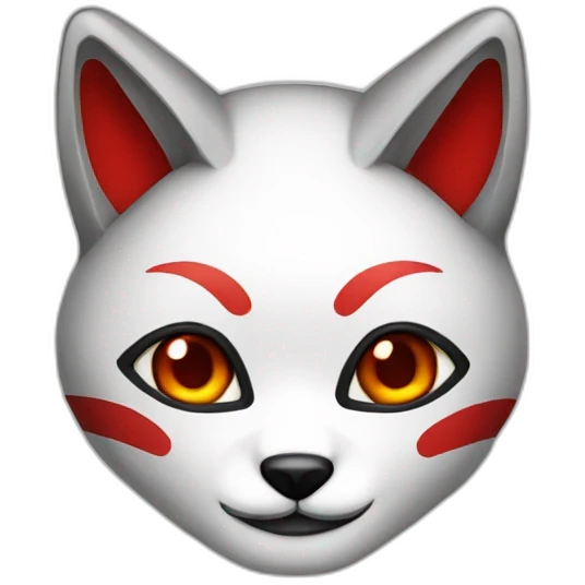 Programmer with Japanese red, black, white kitsune mask emoji