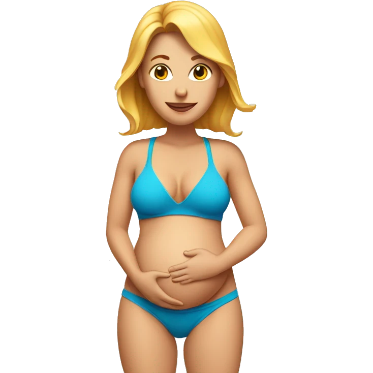white woman with early pregnant belly, in bikini emoji