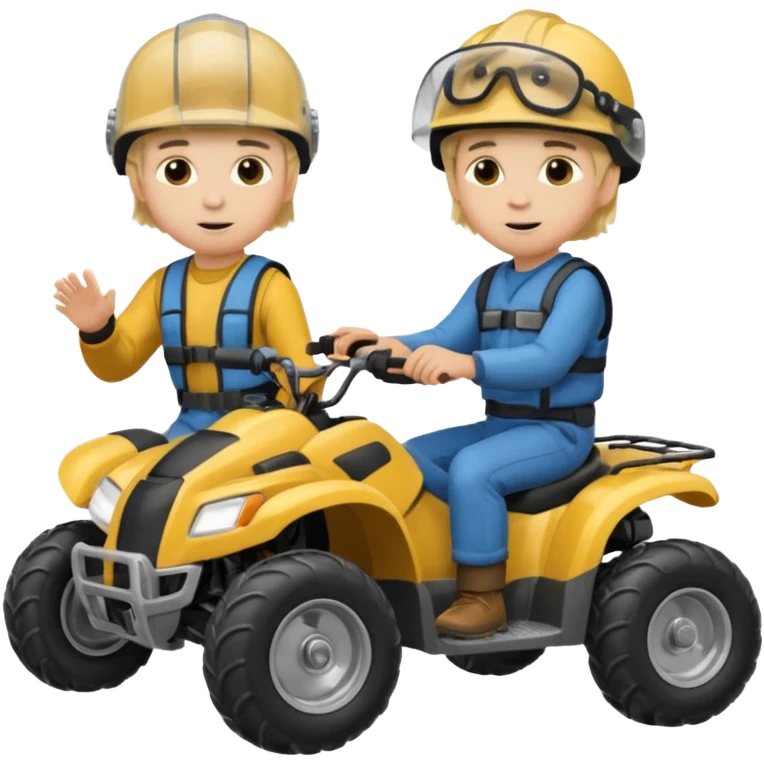 Can you make 2 blonde boys kids riding four wheelers emoji
