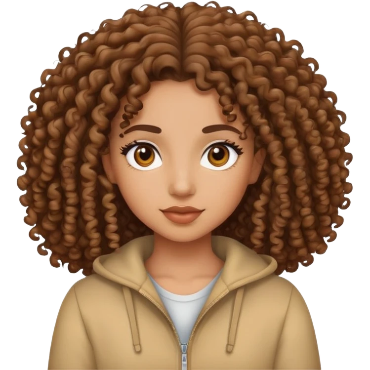 a mixed girl with 3a curly hair emoji
