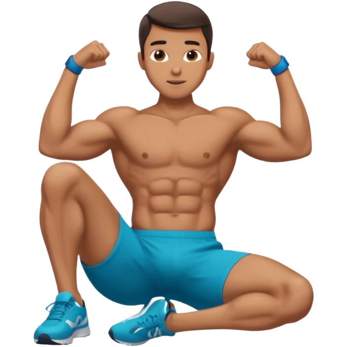 Man doing working out, doing crunches in athletic clothes emoji