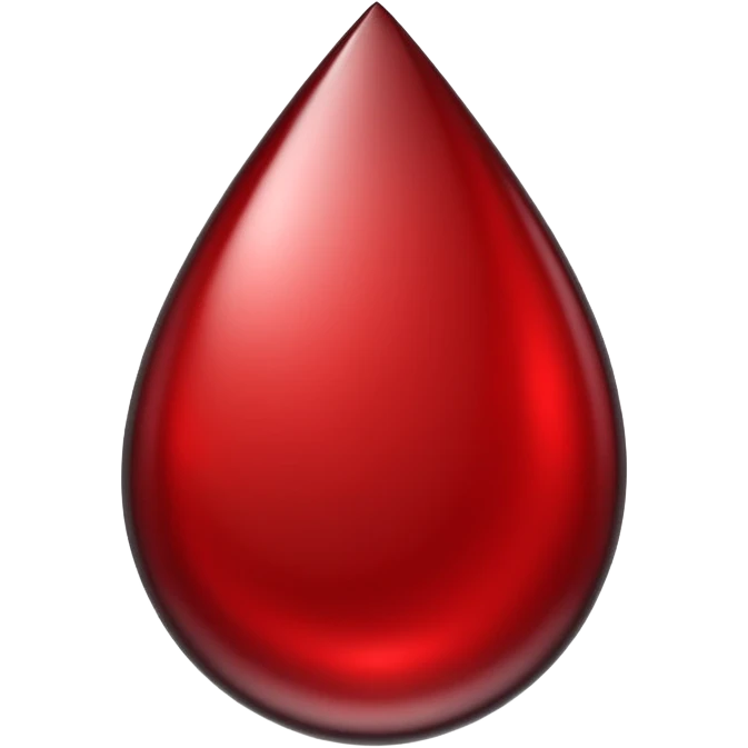single blood drop emoji sculpted from dark liquid metal, glossy surface, dramatic reflections, futuristic minimal 3D style, isolated on white emoji