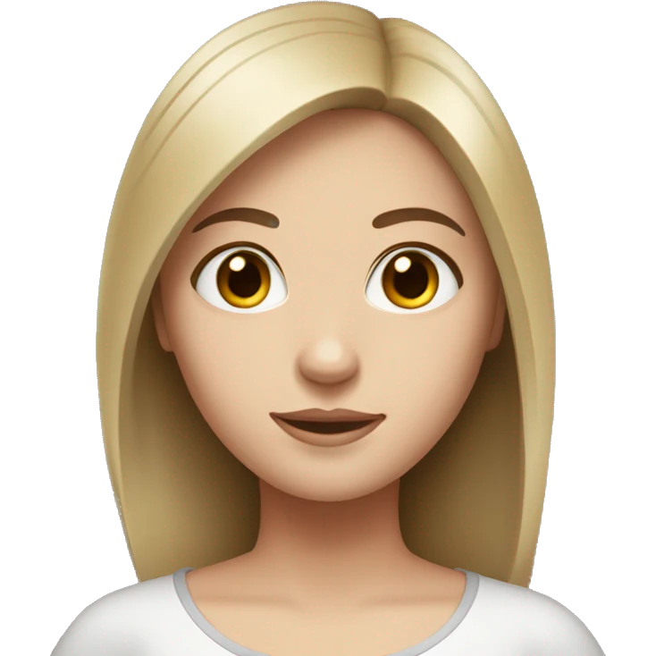 brunette girl with straight and a pretty face with white skin colour emoji