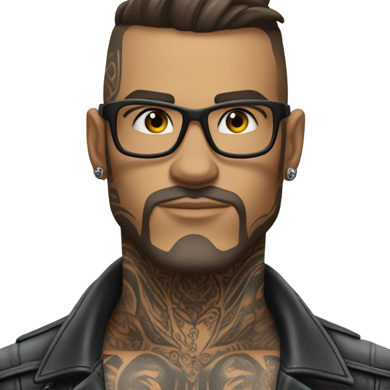 3d photo Realistic handsome tattooed man's biker leathers  emoji