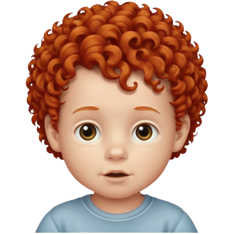 redhead kid with unique face features and very curly hair baby kid boy emoji
