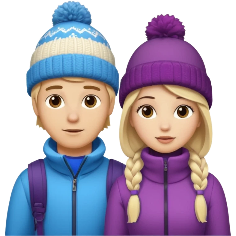 blonde guy with chubby brunette girl in ski 🎿 resort emoji