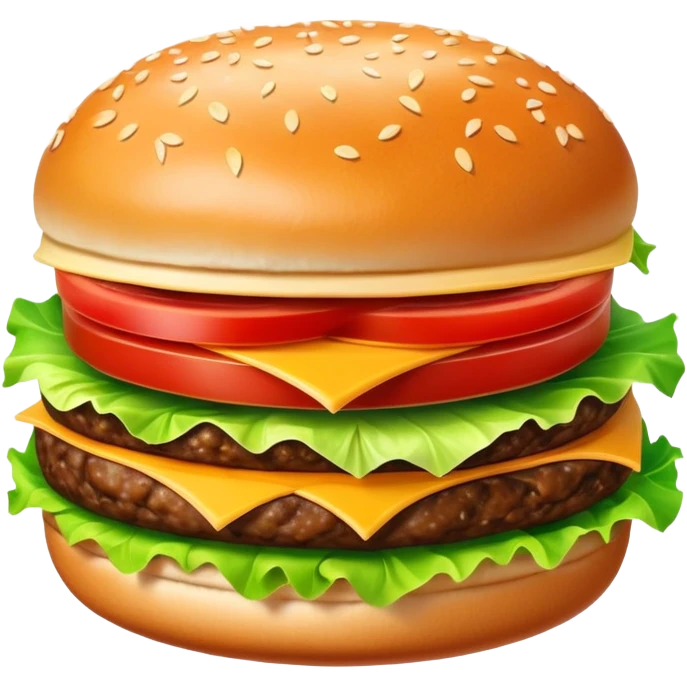 delicious juicy hamburger with cheese, lettuce, tomato emoji
