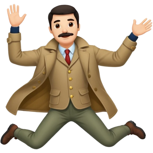 Dark haired Man with mustache wearing a coat of mail and jumping emoji
