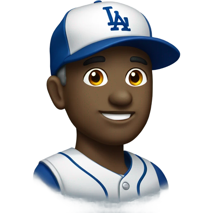 male portrait with earrings and a Dodgers baseball hat emoji