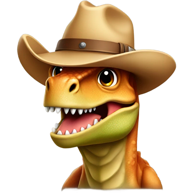 Dinosaur wearing cowboy hat emoji