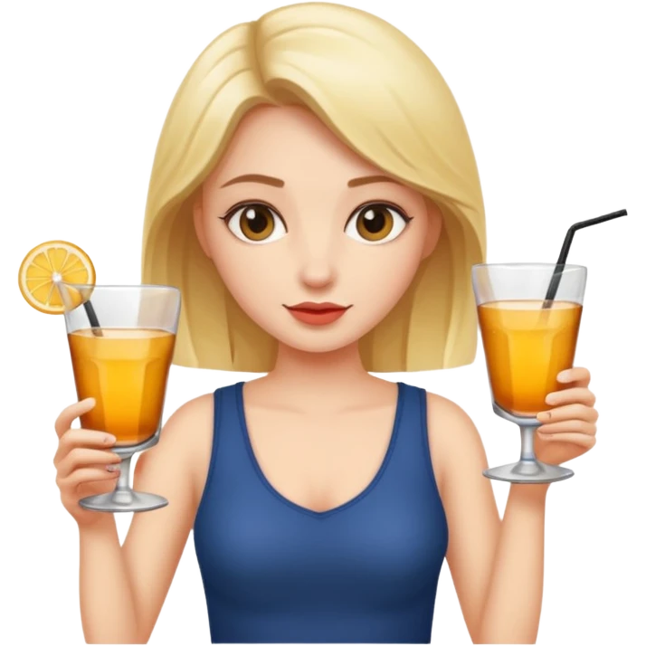 A girl holding two alcoholic drinks emoji