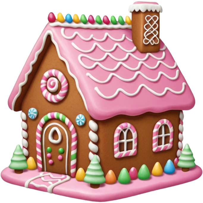 Gingerbread house pink emoji