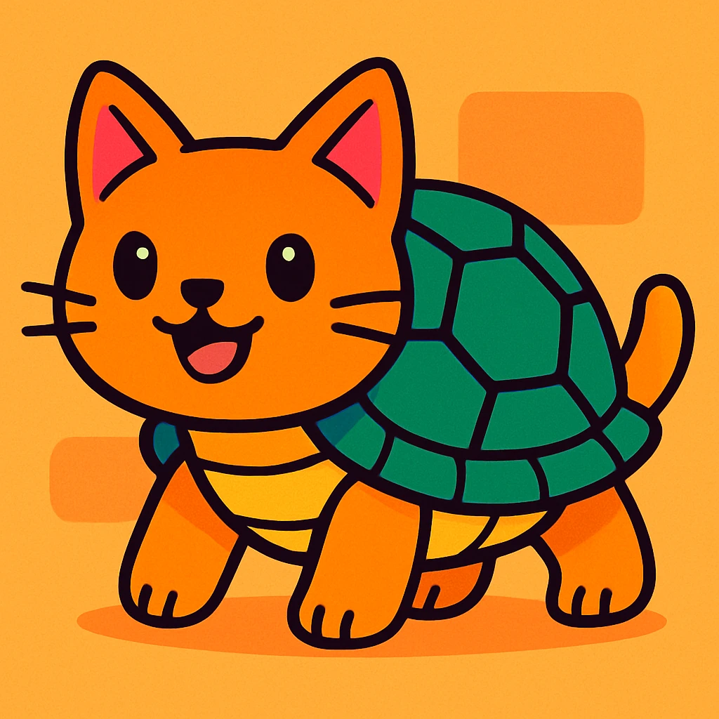 cat-turtle hybrid, cartoon style emoji