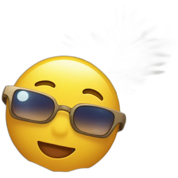 amongus con anteojos de sol tomando sol en la playa emoji