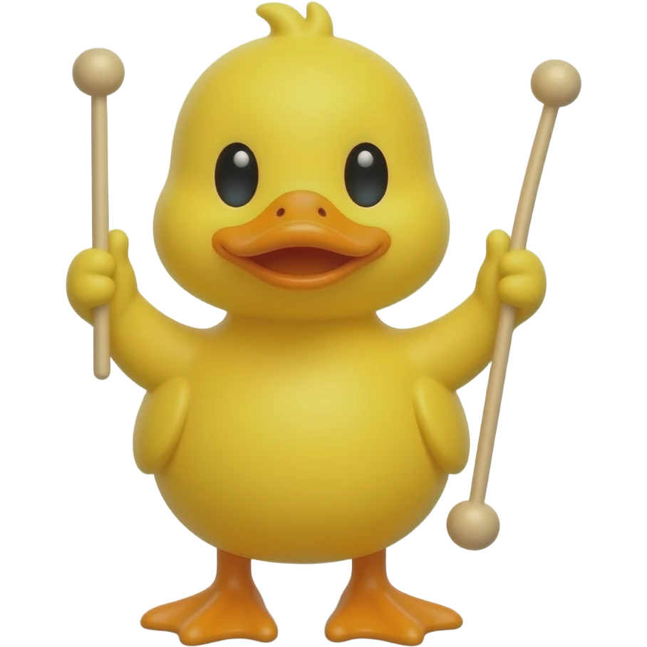 Yellow Duck playing mallets emoji