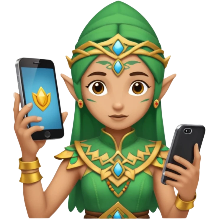 elf with mayan custome dress and smartphone emoji