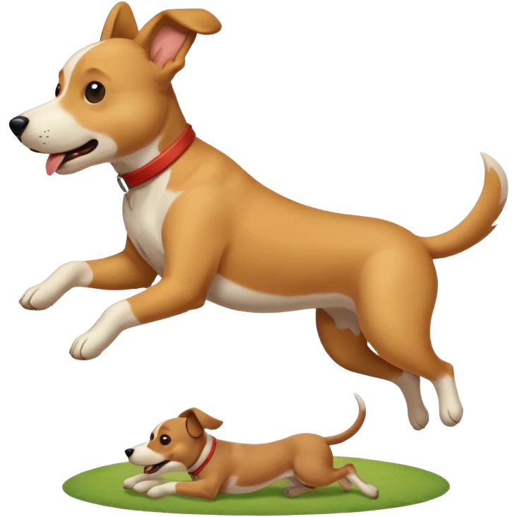 A dog jumping  another dog emoji