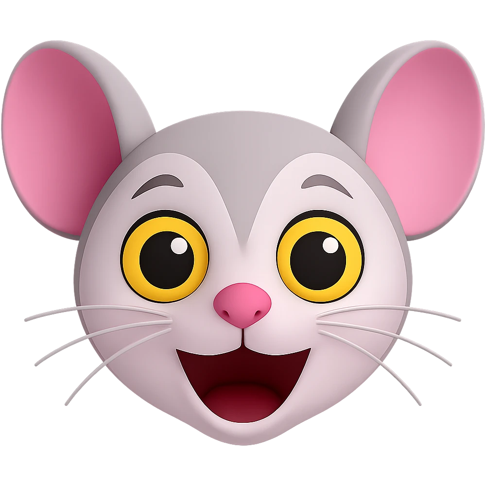Change the expression to have an open mouth instead of tongue out, keeping the same colors and 3D emoji style. Maintain the transparent background. The original style is Microsoft style 3D fluent emojis. emoji