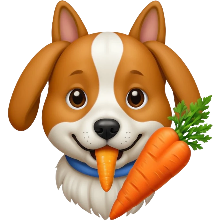 Chien qui mange une carotte  emoji