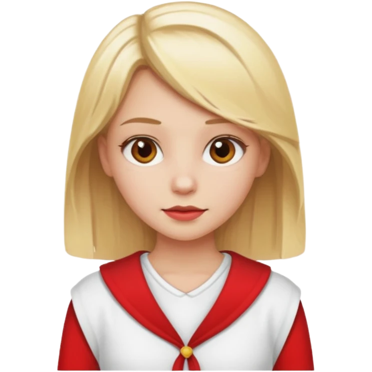 a blonde girl with white red emoji