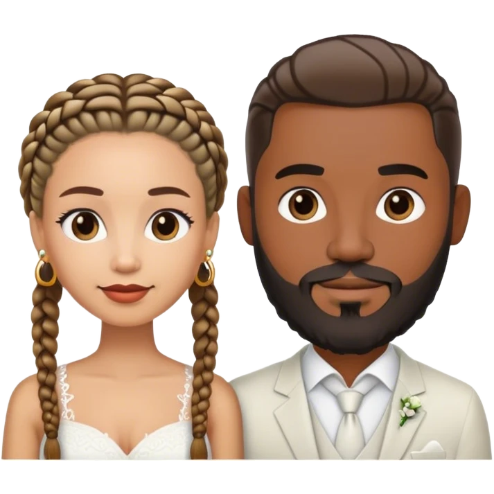 Lightskin guy with beard and cornrows and his dark skin wife married emoji