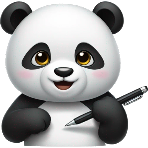 A panda is holding a pen tightly. emoji