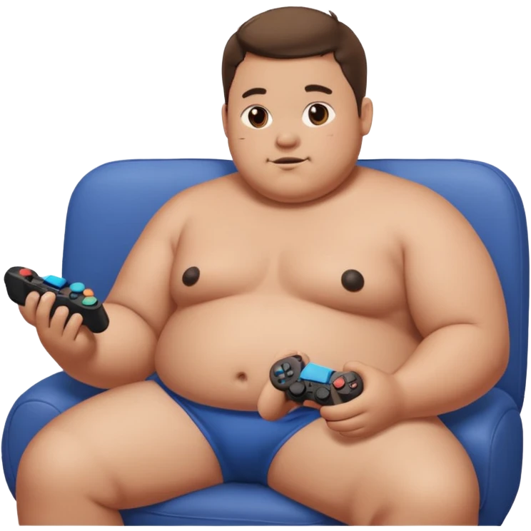 Hombre sin camisa gordito jugamos playstation emoji