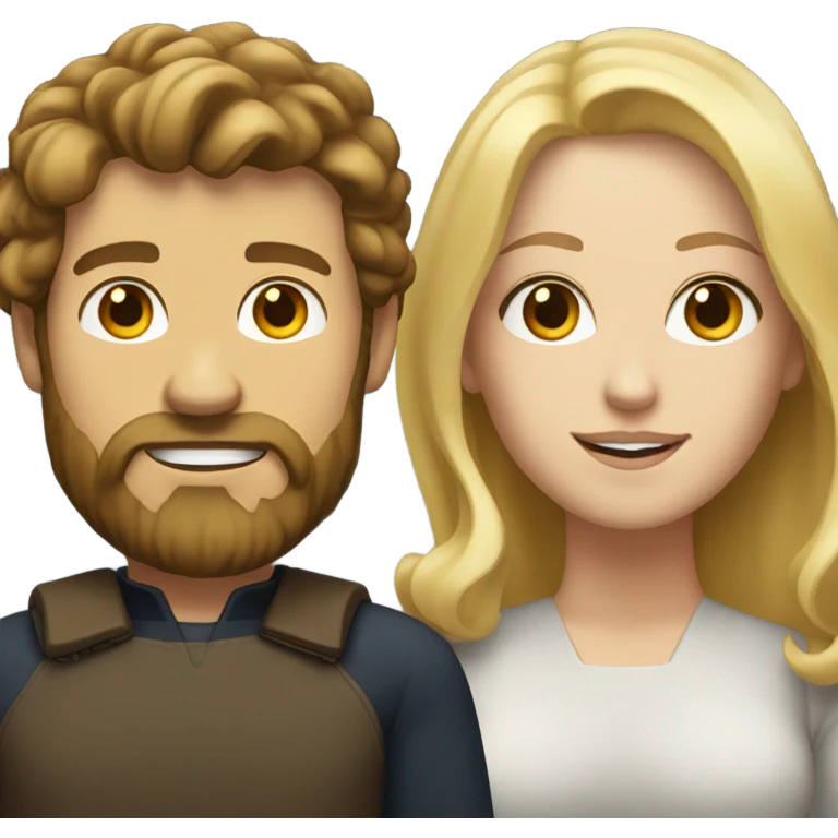 White man brown hair and beard white woman blonde hair  emoji